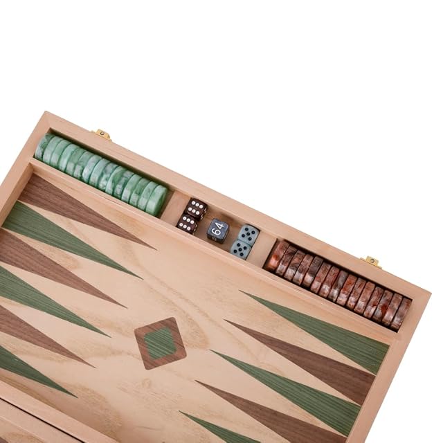 Foto 4 de 5 de Engelhart-250550 - Backgammon de Madera 15 Pulgadas (38 cm) Maletín de Lujo Nogal - Abierto 48 × 38 cm