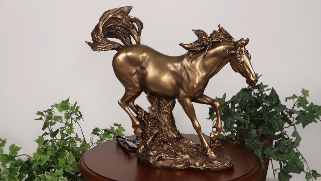 Escultura de Mesa Caballo en Marcha Acabado Bronce miniatura 6