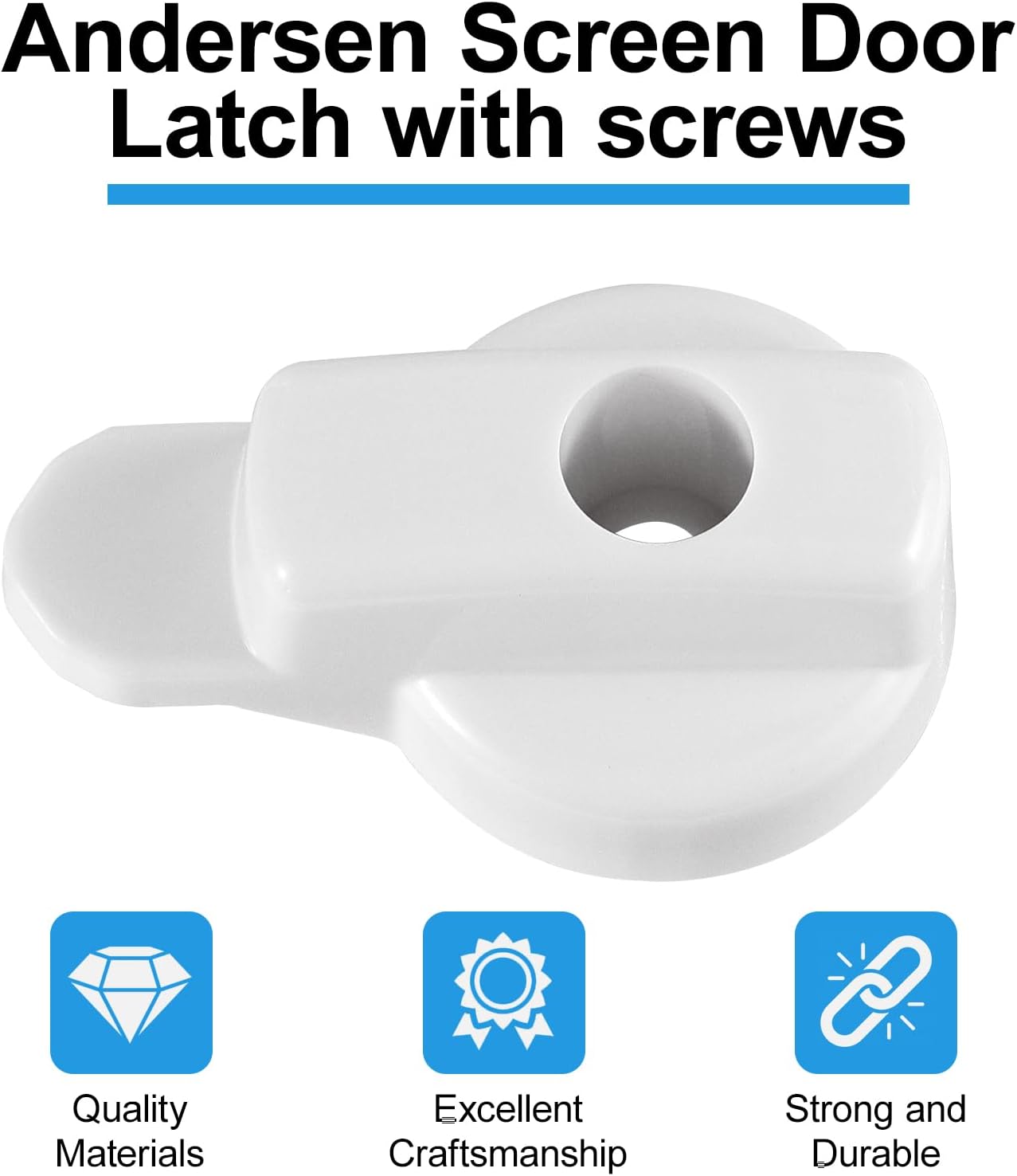 White Hinged Screen Door Latch with Screw Compatible with Andersen Sliding Screen Door Lock,Fit for Patio Door Permashield Door Insect Screen Door, FrenchWood Hinged Screen Doors (1pack White)