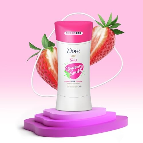 Dove Teens Deodorant Stick Strawberry Sparkle, for gentle underarm care, 48-hour odor protection and aluminum free deodorant, 2.6 oz image_3