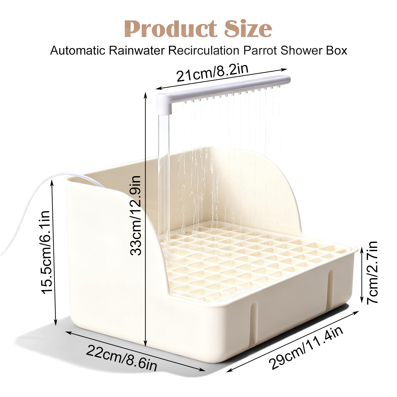 Ducha para pájaros, periquito, bañera con tubo de doble fila y 26 salidas de agua, jaula de baño para pájaros, ducha multifuncional con varios grifos para loros y pequeños