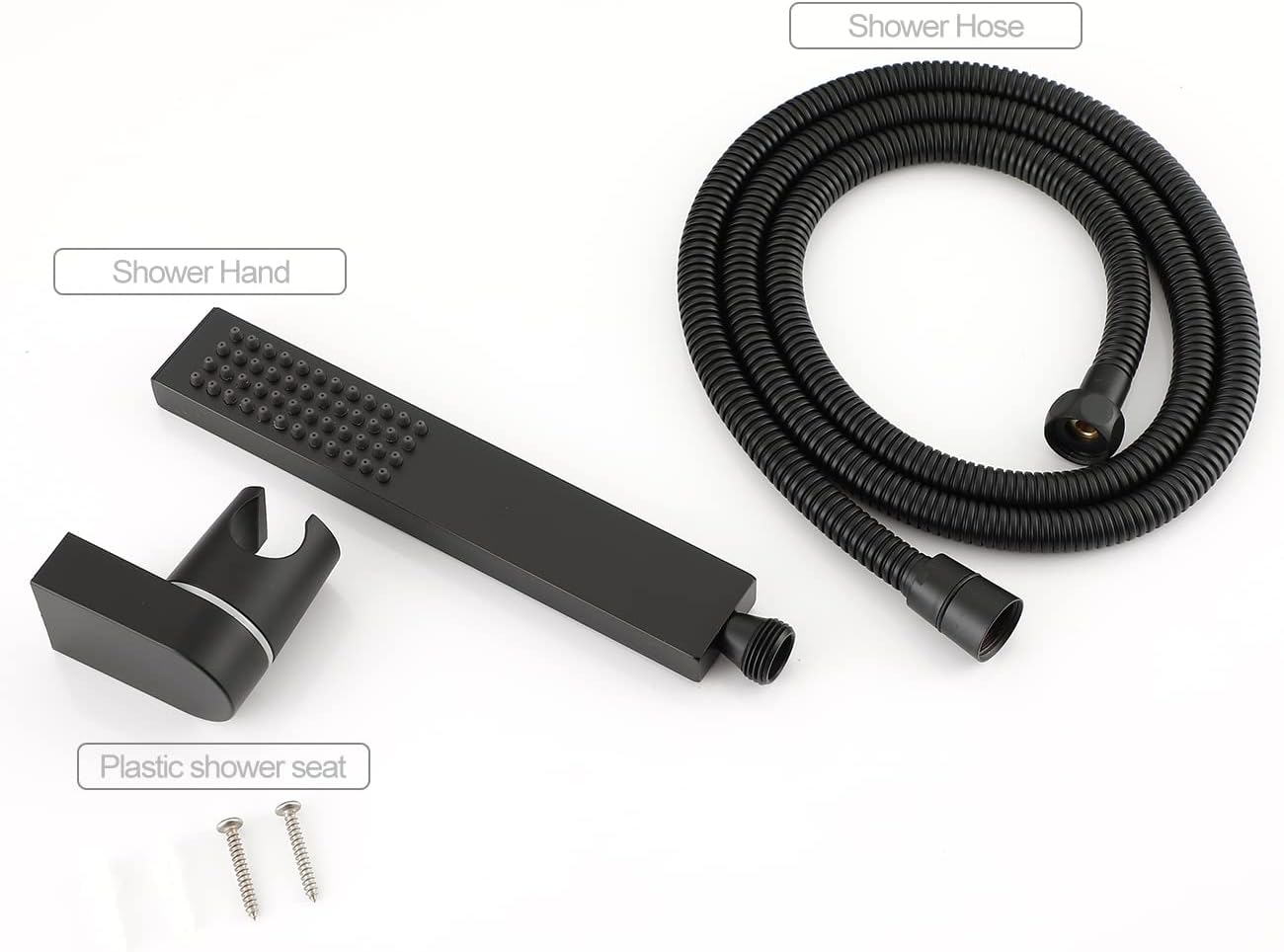 Brass Handheld Shower High Pressure Single Function Black Hand Shower Head with Adjustable Wall Connector Holder and 1.5 Meter Hose Set