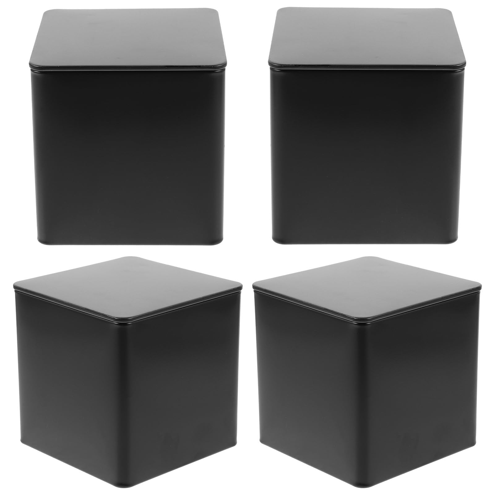 ibasenice Set de 4 Botes de Hojalata para Almacenamiento Hermético de Té Suelto y Café, Resistente a Daños, Color Negro, Adecuado para Almacenamiento y Embalaje de Regalos