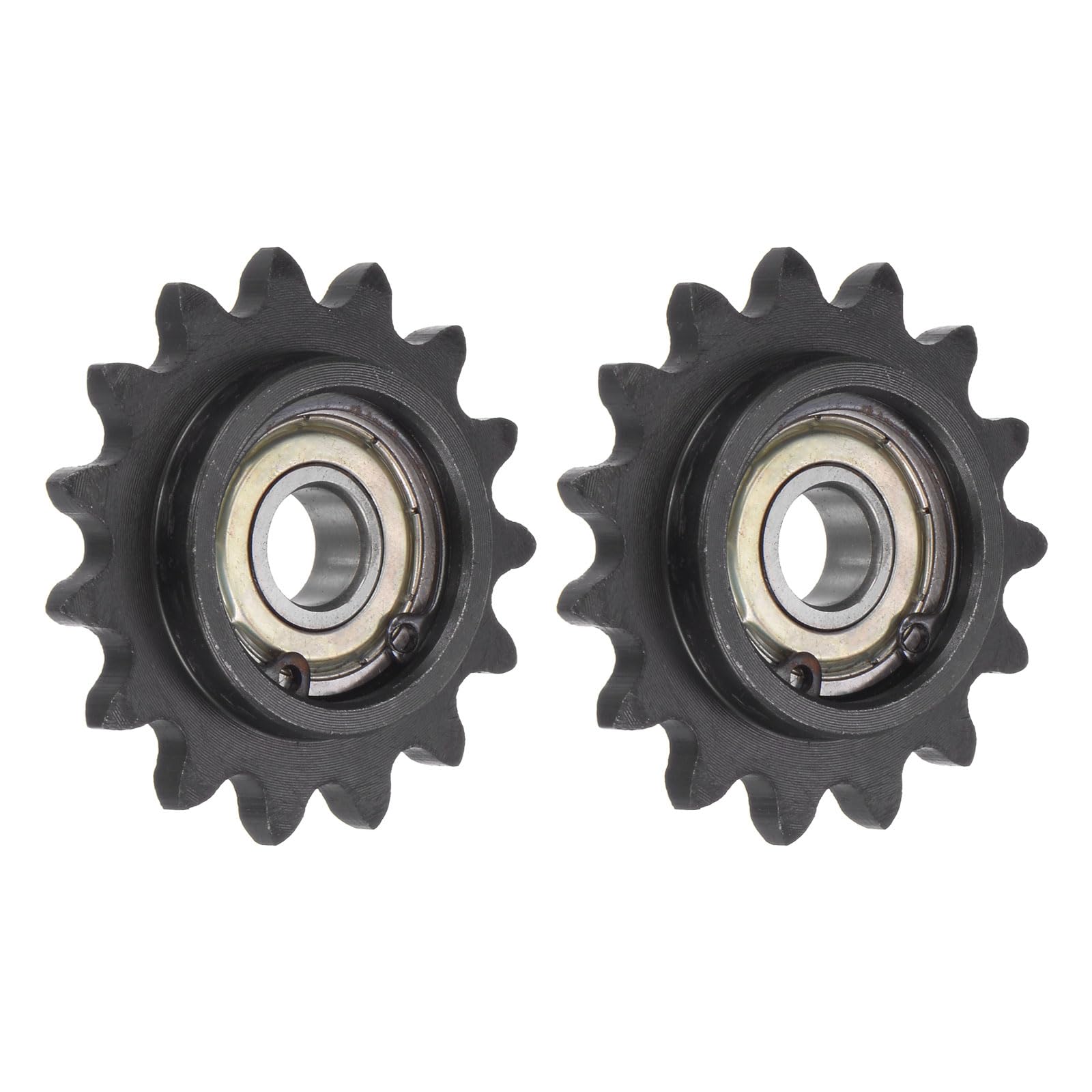 uxcell #35 Chain Idler Sprocket, 10mm Bore 3/8" Pitch 15 Tooth Sprocket Tensioner, C45 Carbon Steel 35 Roller Chain Sprocket with Bearing for ISO 06C Chain, 2Pcs