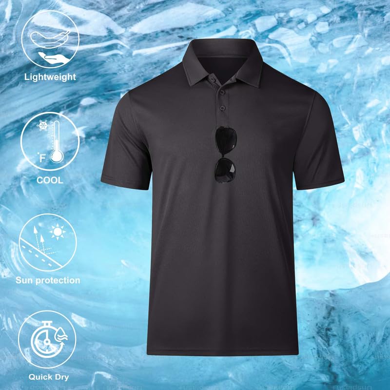 Mens Golf Polo Shirts Short Sleeve Moisture Wicking Performance Tactical Athletic T Shirt Casual Collared Shirt2