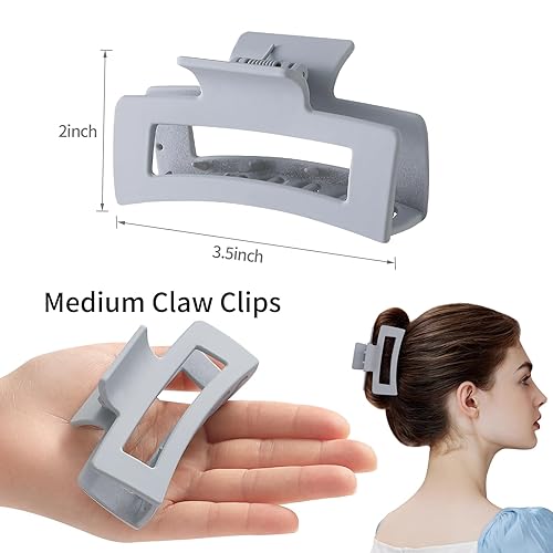 Miniatura 3 de Paquete de 6 pinzas para el cabello, pinzas medianas de 3.5 pulgadas para mujeres y niñas, color gris