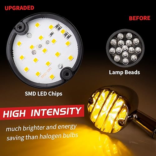 Miniatura 4 de HAZAWA Luces LED SMD de giro, luces direccionales para motocicleta, parrilla ámbar, intermitente, indicadores universales compatibles con Harley