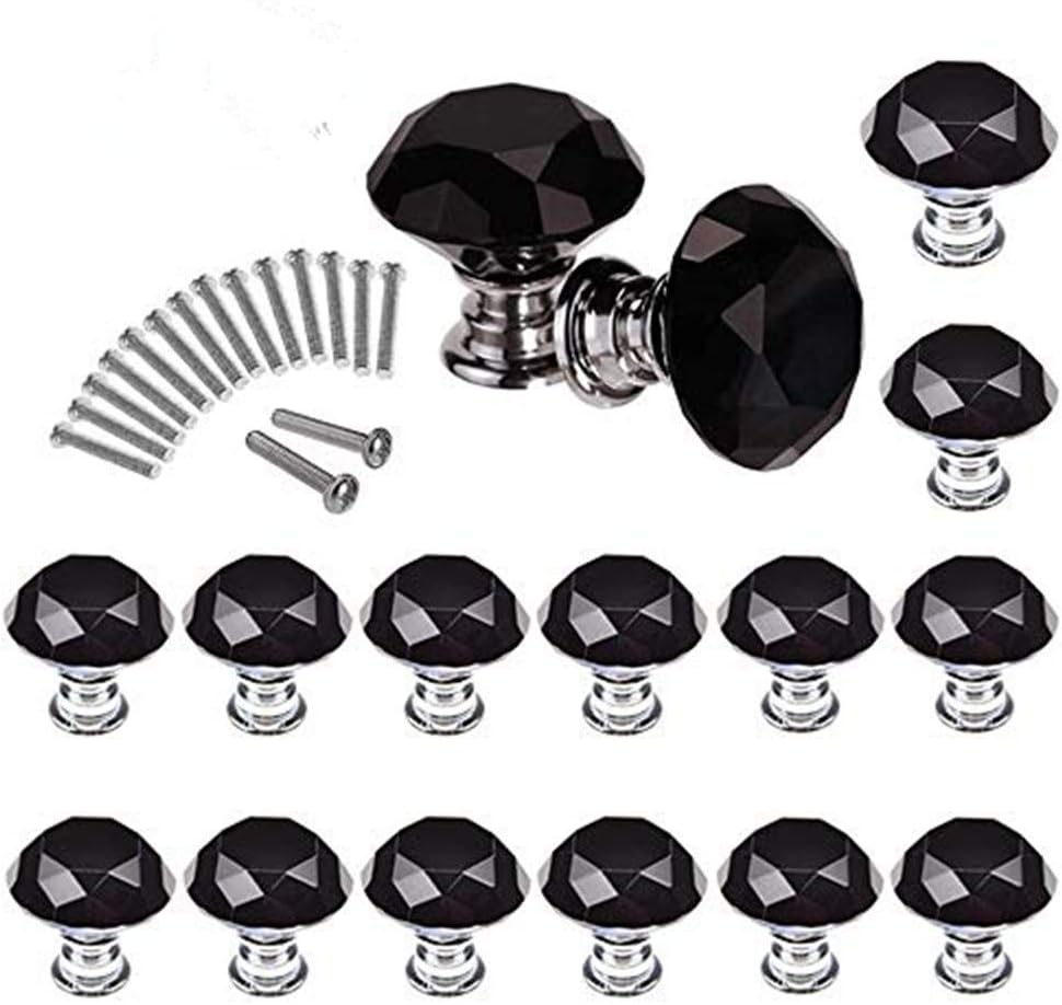 16 Pcs Drawer Knobs, 30mm Crystal Glass Knobs Dresser Knobs