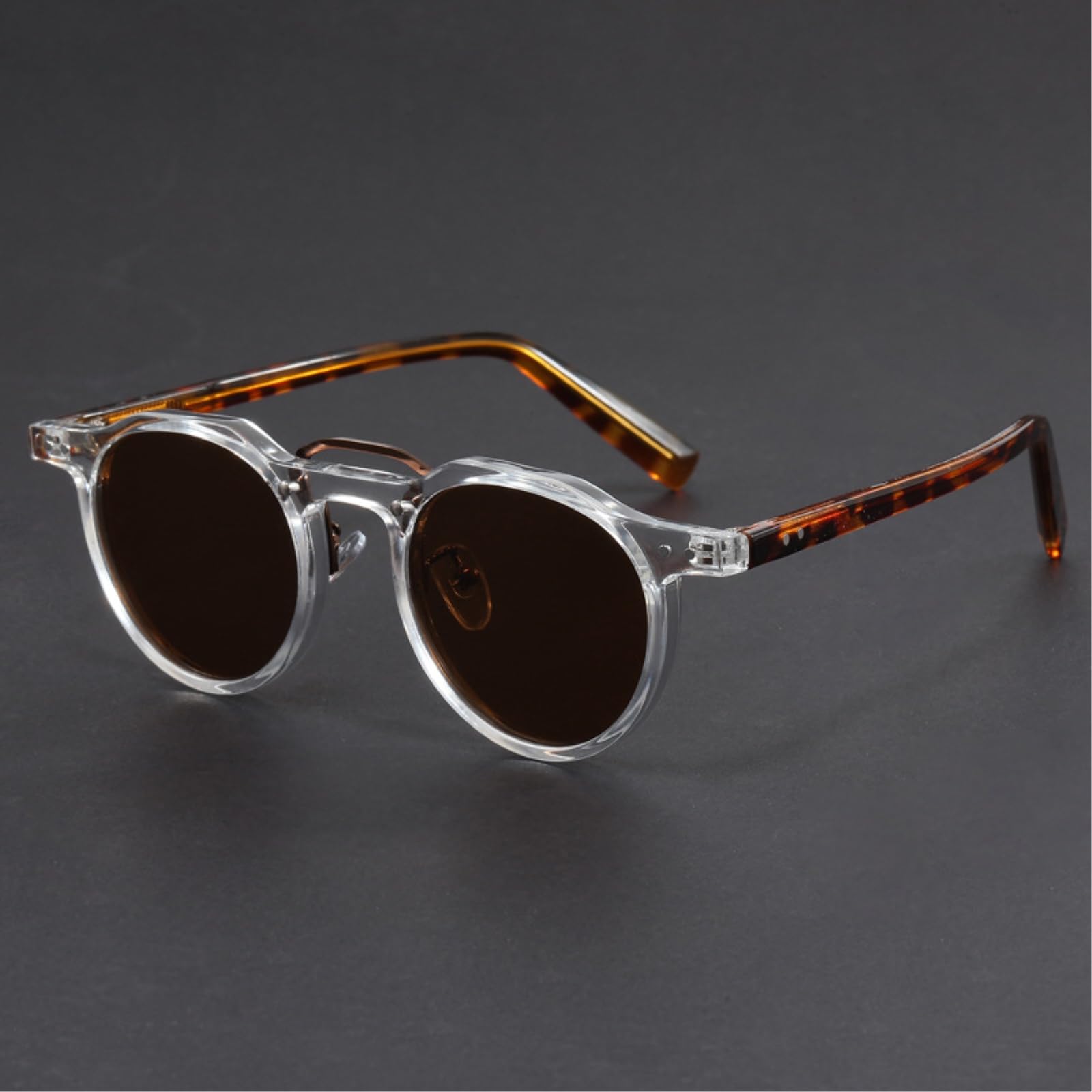 Occhiali da Sole Hip-Hop Punk Rotondi Modello Hp-260624 Uv400 Retro Unisex Streetwear di Moda Style-Black Sliver Grey