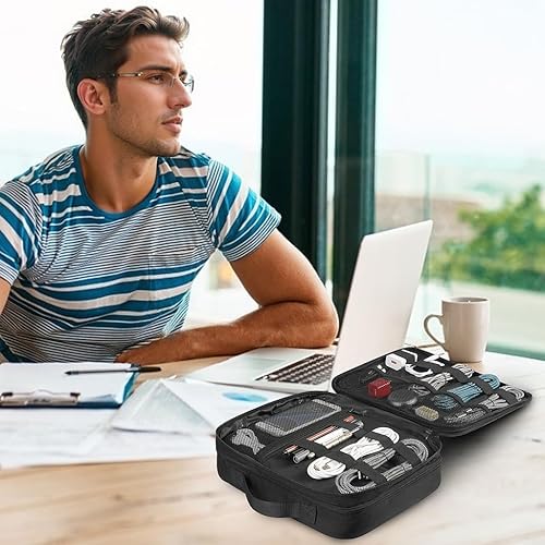 Miniatura 27 de MATEIN Estuche organizador de artículos electrónicos, bolsa de almacenamiento de cables grande, funda de transporte resistente al agua con asa, Gris