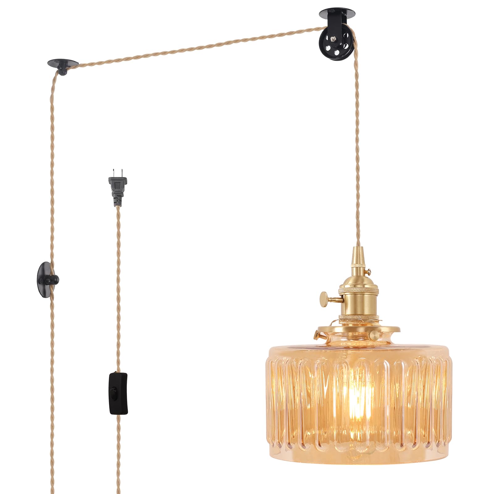 Shenmoyl Plug in Pendant Light Hanging Light Fixture Corded