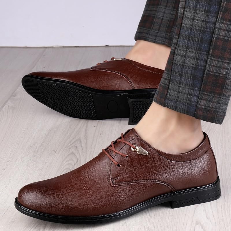 Mens Dress Shoes Lace Up Leather Formal Business Oxfords Shoes for Wedding Suits Luxury Comfortable Shining Classic Black2