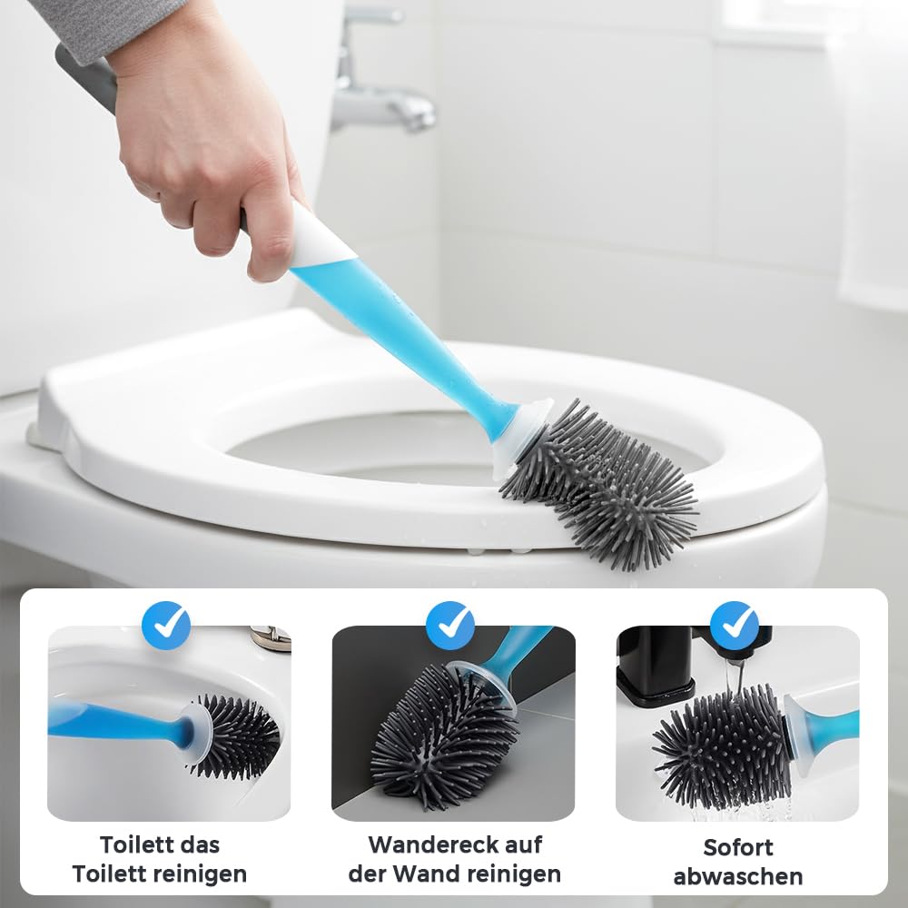 Toilettenbürste Set, Silikon Toilettenbürste mit schnell trocknendem Halter für Badezimmer, 2026, langlebig und leicht zu reinigen, unverzichtbares Badezimmerzubehör