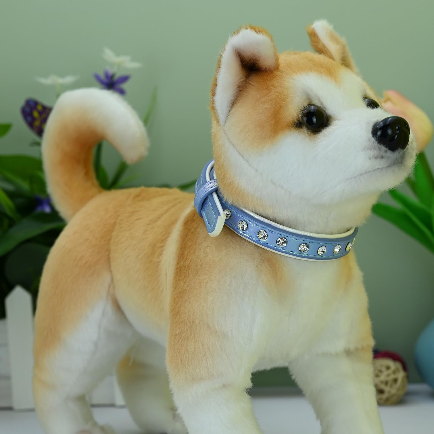 Newtensina Fashion Dog Collar Puppy Collar with Diamante for Small Dogs - Blue - M - Image 3