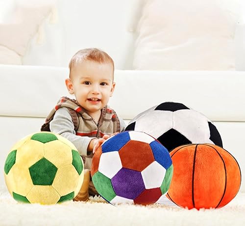Miniatura 7 de XIYUAN Pelotas deportivas rellenas de 11 pulgadas, almohada redonda de felpa de fútbol de baloncesto, almohada suave y duradera, decoración de