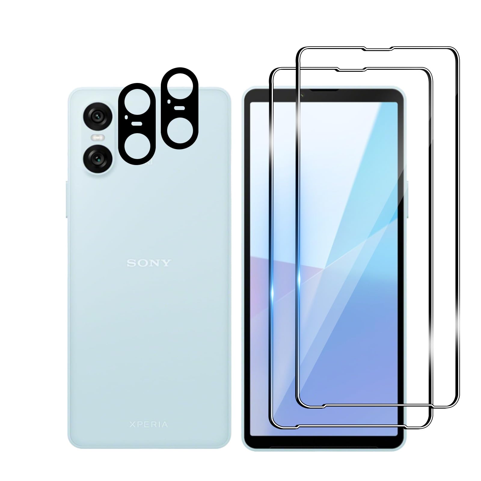 Bihizei Vetro Temperato per Sony Xperia 10 VI, 2 Pezzi Pellicola Protettiva e 2 Pezzi Pellicola Protettiva Fotocamera Posteriore, 9H Anti Graffi HD Protezione Schermo, Senza Bolle