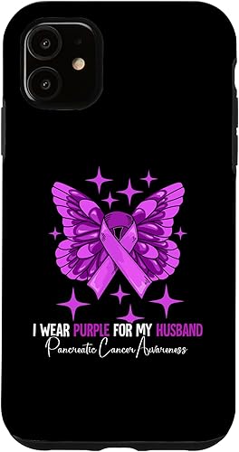 iPhone 11 I Wear Purple For My Husband - Funda para concientización sobre el cáncer de páncreas