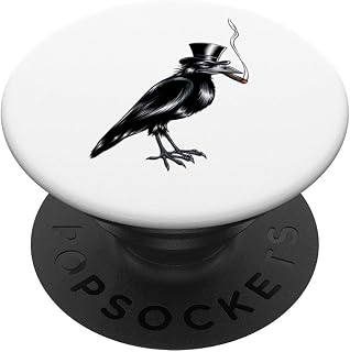 Black Crow Top Hat Smoking Cigar Graphic Art PopSockets PopGrip: Swappable Grip for Phones & Tablets