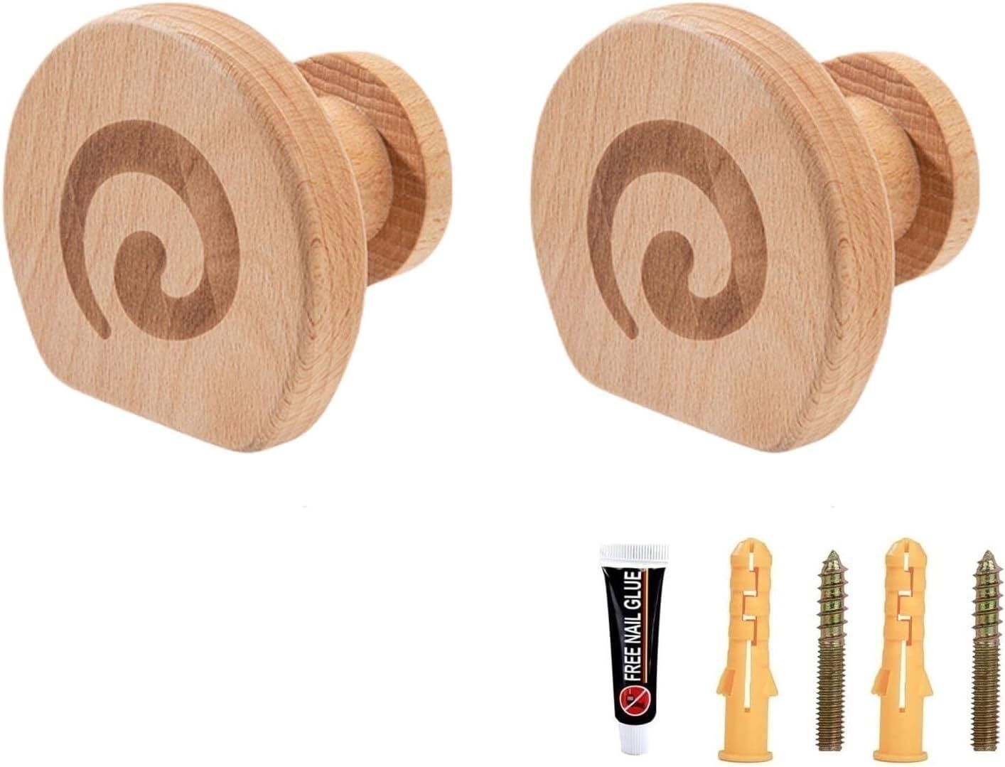 MOPAHCVT Clothing Racks Coat Hooks, Set of 2, Walnut, Self-Adhesive, for Bedroom Doors(Bread)