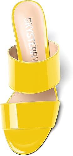 Miniatura 3 de SKYSTERRY Zapatos de tacón alto para mujer, con punta redonda, puntera abierta, charol, carretes de boda, 3.3 pulgadas