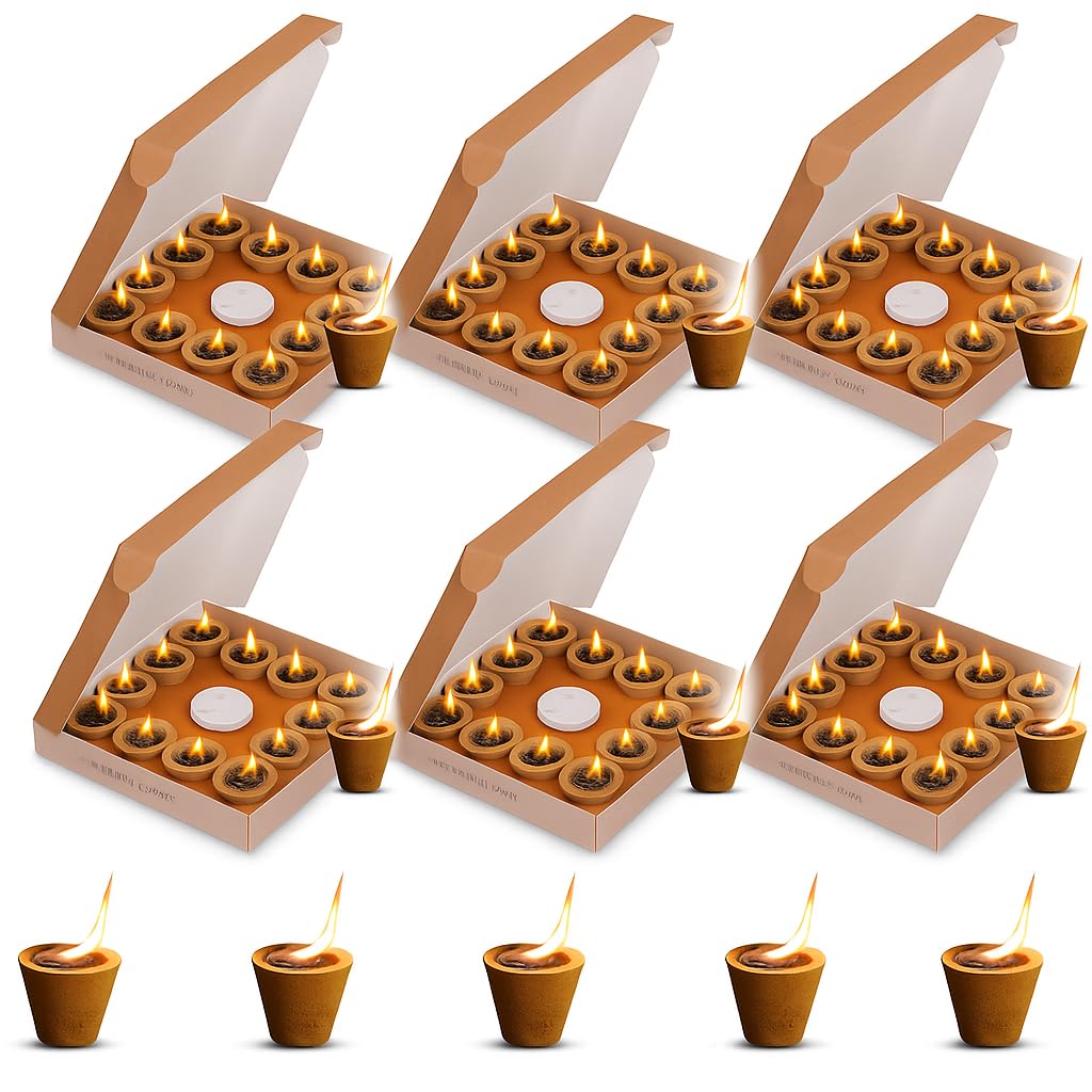 Floranile Organic 24 Cups Havan Cups with Holder, Sambrani Cups (Dhoop/Loban/Guggal) for Daily Use, Charcoal Free, Natural Ingredients,(Pack of 2) (72 Cups (Pack of 6))-image-44
