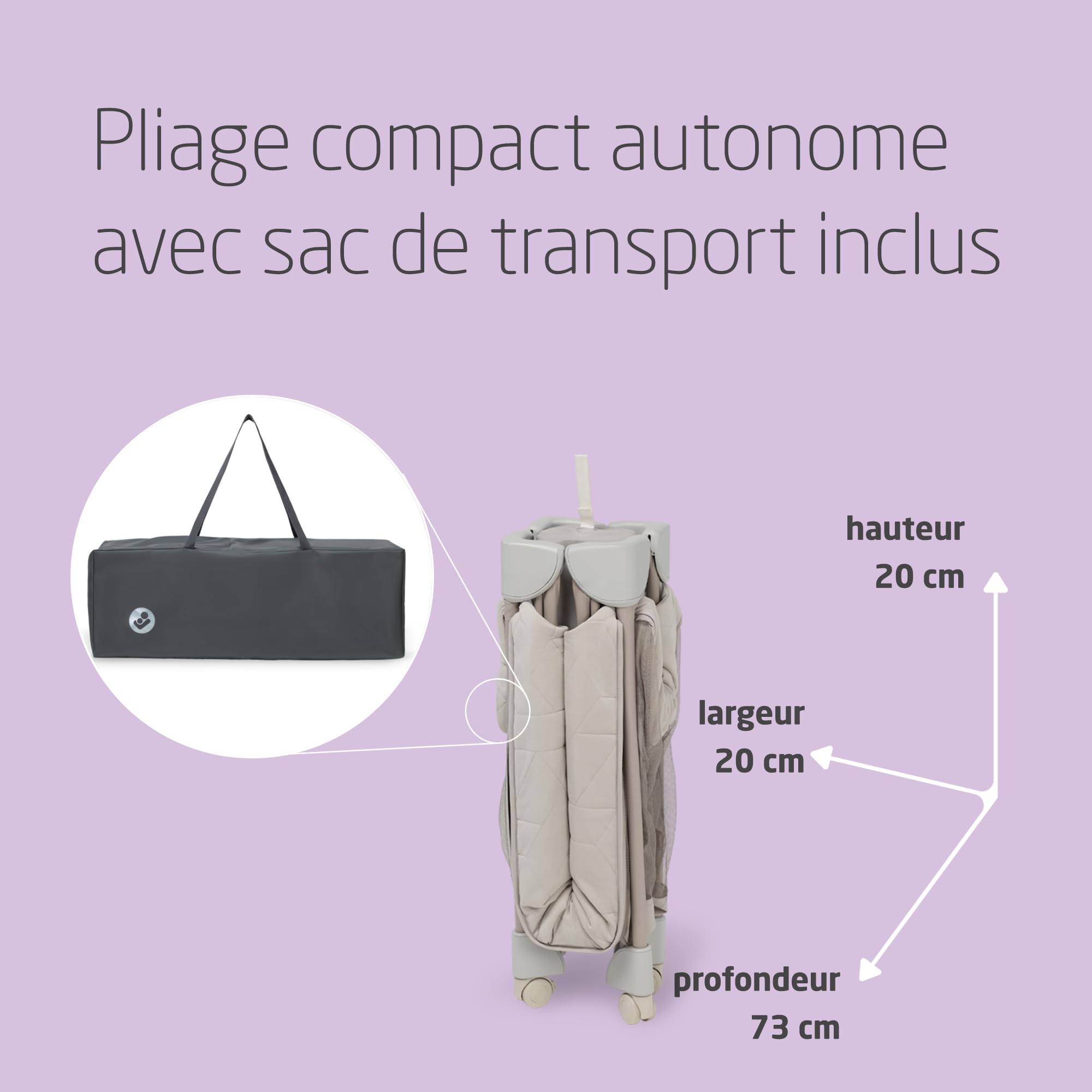 Maxi-Cosi Merlin Lit Parapluie Bébé 2-en-1 0-4 A 18 kg Pliable Matelas CloudCore 120 x 60 cm Elegance Beige