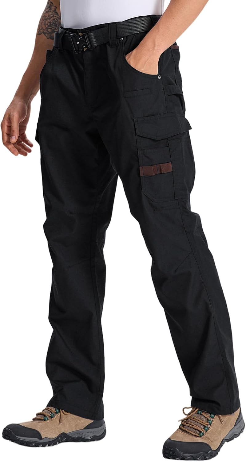Mens Ripstop Cargo Work Pants with 13 Pockets Tactical Water Resistant Breathable Hiking Construction Pants