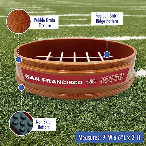 Image of NFL Super-Bowl 49ERS Slow Feeder Dog & Cat Bowl. Football Design for Healthy Digestion. Non-Slip for Large & Small Pets