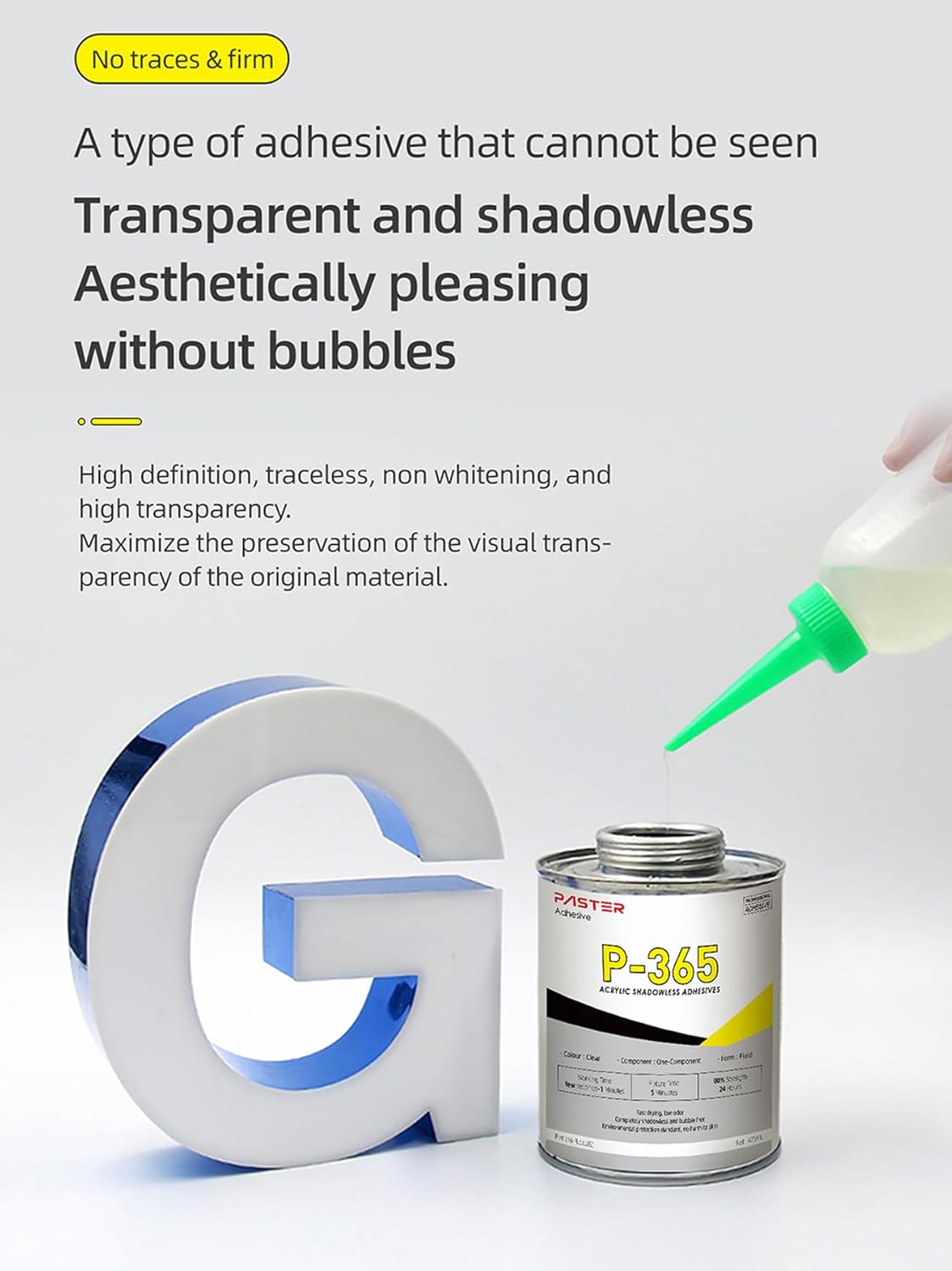 US Stock P-365 Acrylic Shadowless Adhesive Glue for Panel Adhesion, 473ml Acrylic Adhesives Special Adhesive Transparent Glue (24)