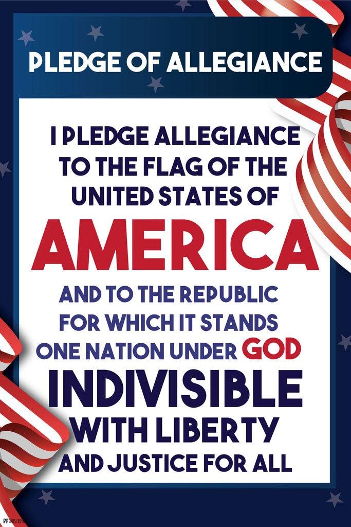 Pledge Of Allegiance Poster For Classroom Kids Homeschool Educational Classrooms United States American Decor Cool Wall Art Print Poster 24x36