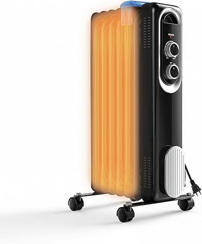 Calentador radiador lleno de aceite para uso en interiores, calentador radiante portátil de 1500 W con 3 ajustes de calor protección contra