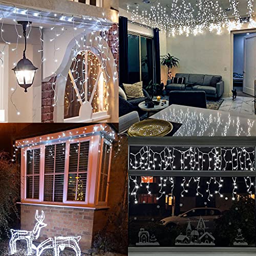 Christmas Icicle Lights Outdoor - 66Ft 640 Led 8 Modes Connectable Curtain Fairy String Lights With Timer Memory, Plug In Waterproof For Home Decoration Holiday Eaves Yard Party Indoor (Cool White) #TOP7