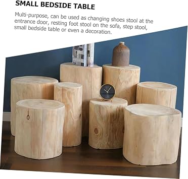 Wooden Stool for Decorative Use Sturdy Small Craft Stool Versatile Bedside Table Rustic Design for Height