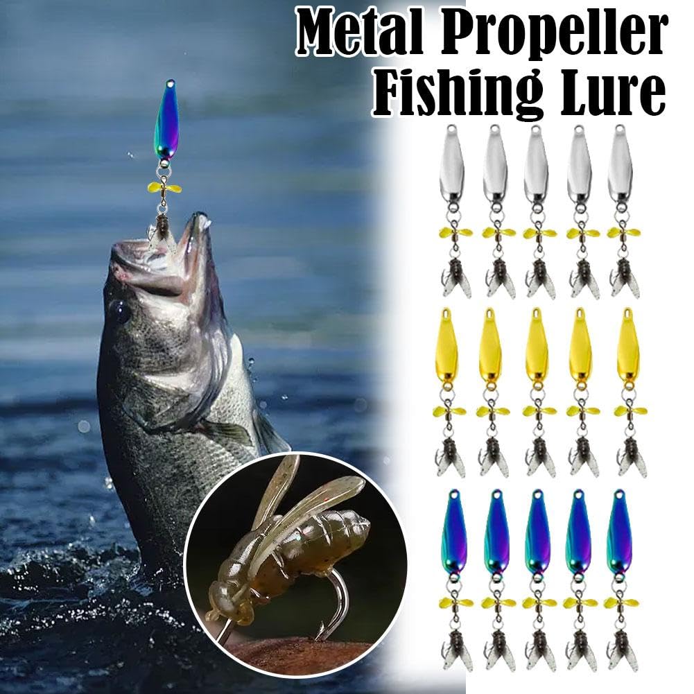 Leurre de pêche à hélice en métal pour attraper des poissons, hélice rotative à la mouche, appât souple à paillettes métalliques, appât de pêche à la mouche bionique avec hélices, livré avec parfum