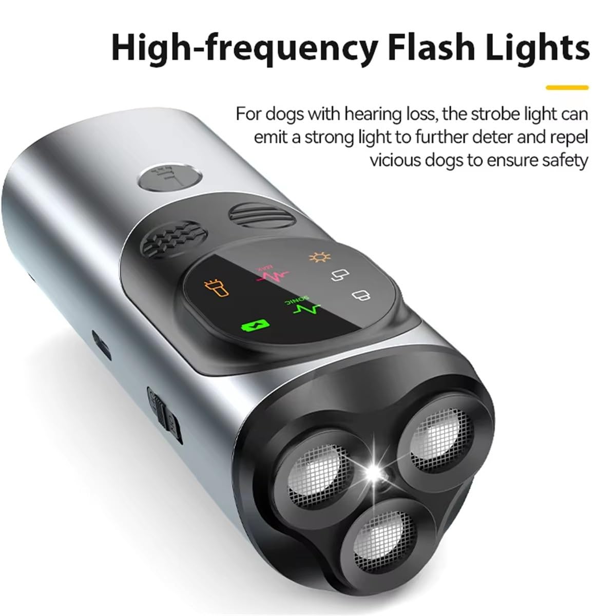 XAUCY Répulsif à ultrasons pour chien anti-aboiements - Appareil de dissuasion rechargeable haute puissance avec lampe de poche LED (orange)