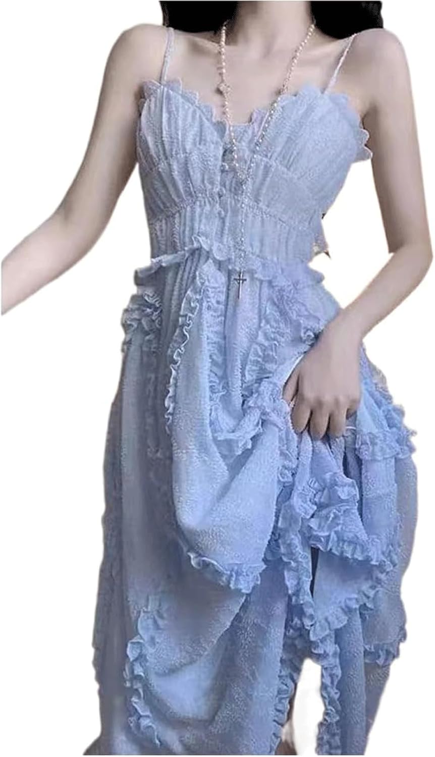 [Ouyniei] 女性のドレスセクシーなサンドレスvネックサンドレスノースリーブドレスバックレスタイバックハーターマキシロングサン