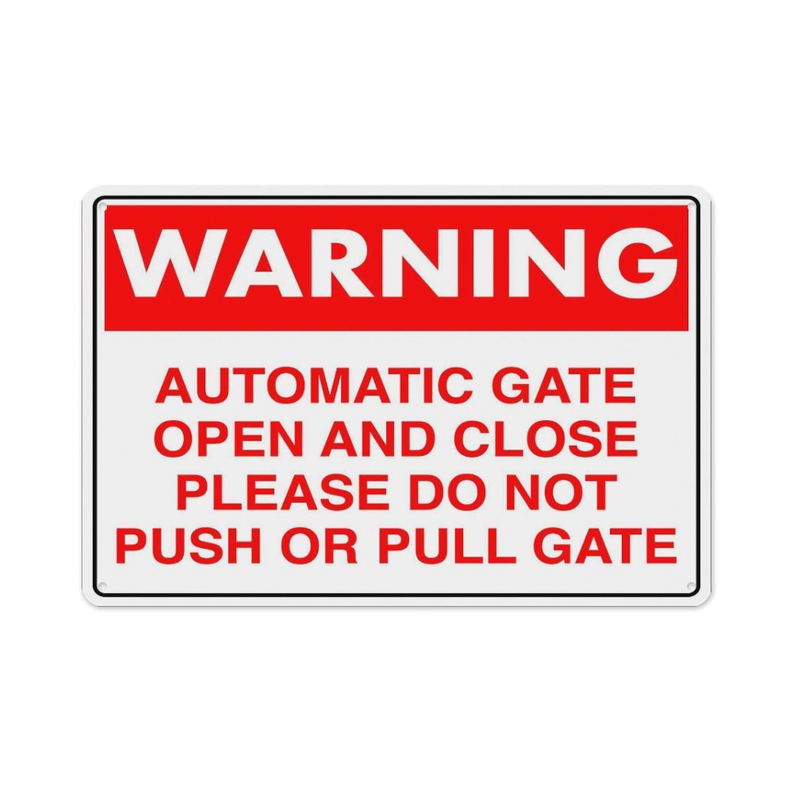 peiyeety Warning Automatic Gate Sign Aluminum Tin Warning Signs for Home Outdoor Garden 8X12 Inches