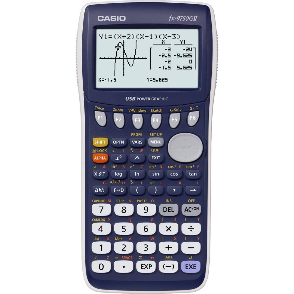 Casio FX-9750G II Grafikrechner 8zeiliges Display, Batterie, blau