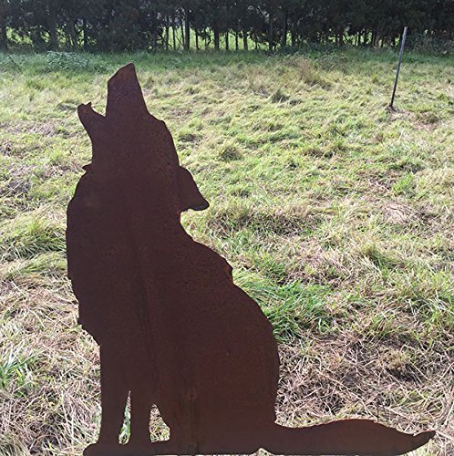 Wolf Gartenfigur Edelrost – 72 Cm Höhe, Metall, Wetterfest