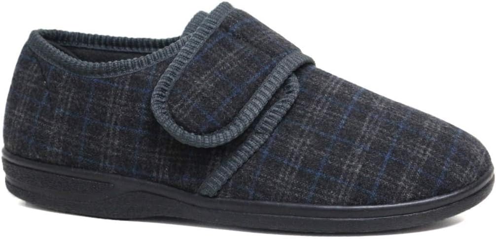 Diabetic Orthopedic Men's Easy Close Wide-Fitting Touch Close Bar-strap Shoe Slipper