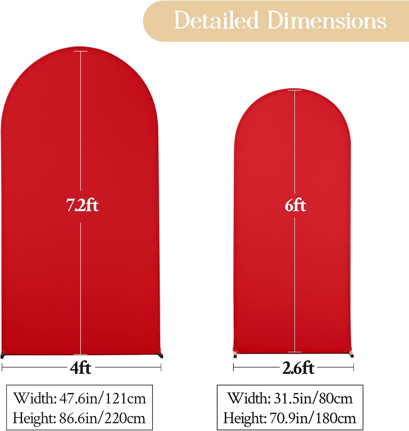 Red Black Arch Backdrop Cover Set of 2 Party Wedding Arch Covers Stretchy Backdrop 7.2FT 6FT Decorations Baby Shower Bridal Shower Photo Birthday Arch Stand Cover Spandex