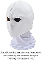 Vista 2 de Máscara de luna de látex con casco de caballero, guantes blancos, máscara para el cuello, máscara de cosplay, máscara de disfraz de Halloween