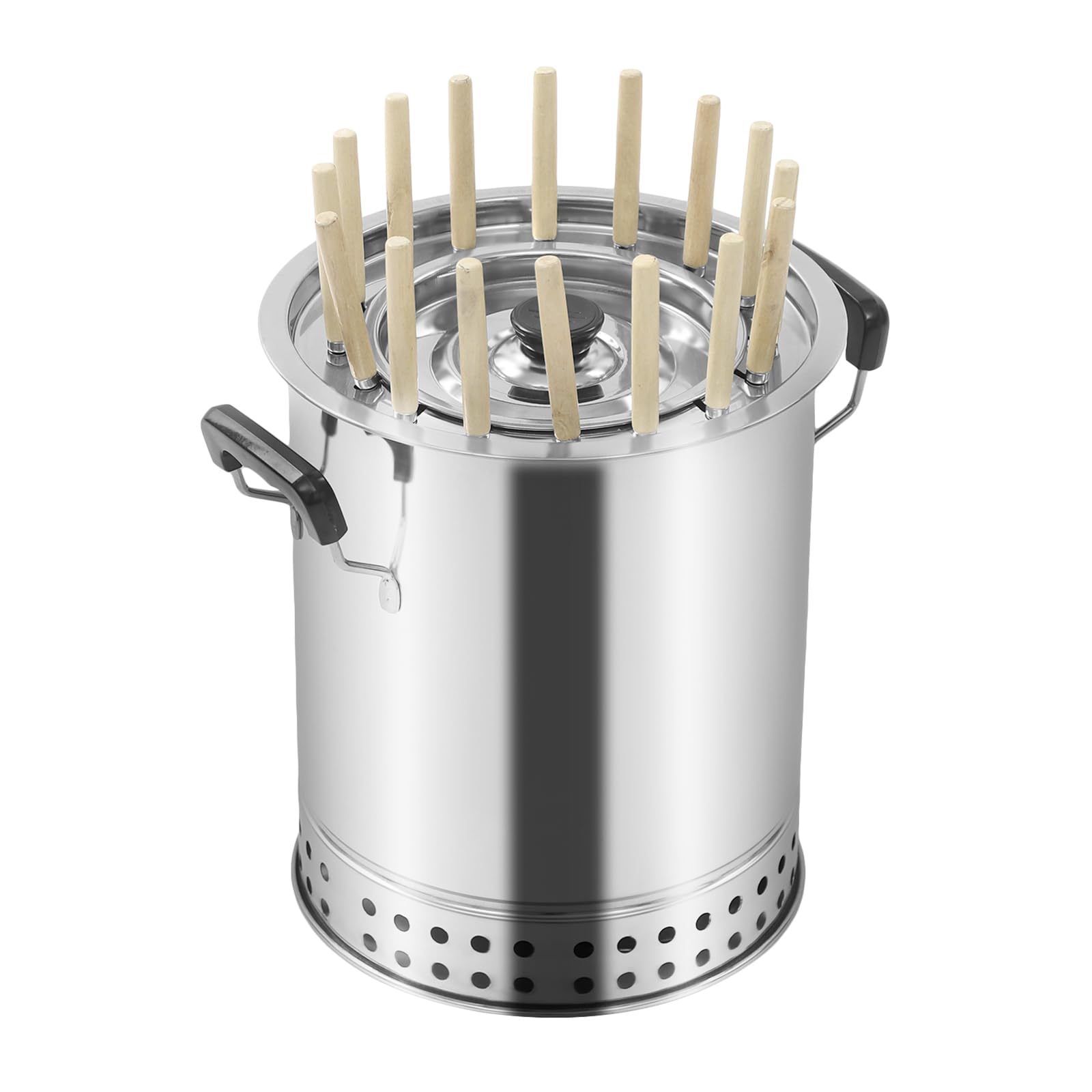 Portable Charcoal Grill Barrel Shape Stainless Steel BBQ Grill with Grilling Accessories for Camping Picnics Parties Beaches (16 Skewers)