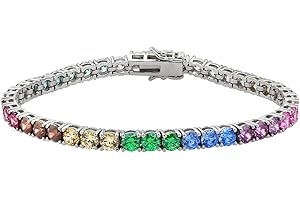 Alluring Rainbow Tennis Bracelet Set Embedded with Shimmering Cubic Zirconia