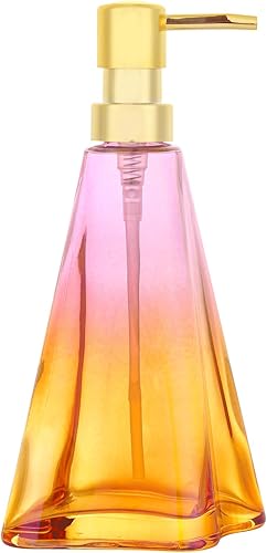 Dispensador de jabón con bomba, dispensador de jabón líquido recargable para encimera de baño, fregadero de cocina (morado y naranja)