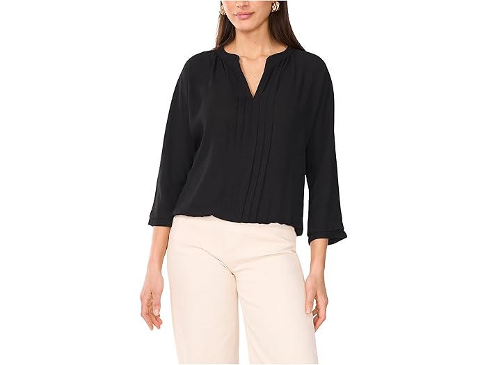 V-Neck Pleated Front 3/4 Sleeve - Image 1