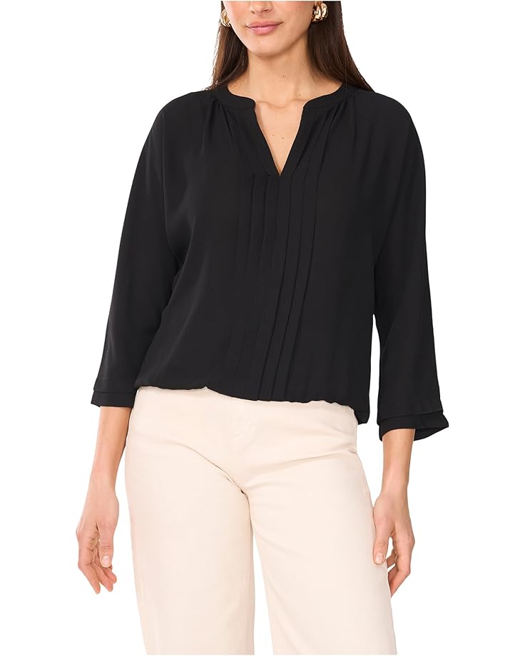 Vince Camuto V-Neck Pleated Front 3/4 Sleeve - Main View