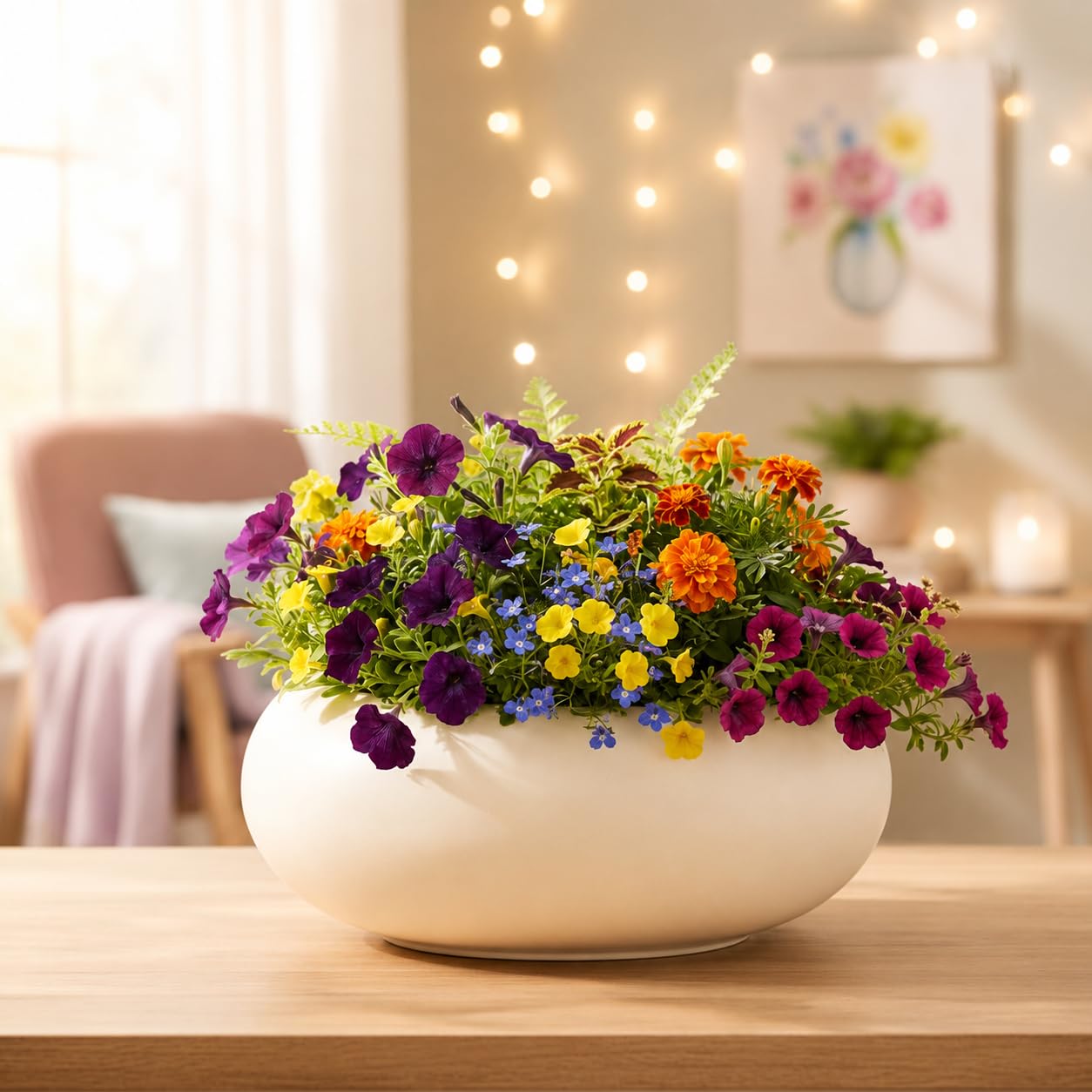 Xtore® Elegant Pebble-Shaped Ceramic Bonsai Planter | Contemporary Low-Profile Flower Pot for Succulents, Bonsai Arrangements & Modern Home Décor (Cream Beige, Planters only)-picture-10