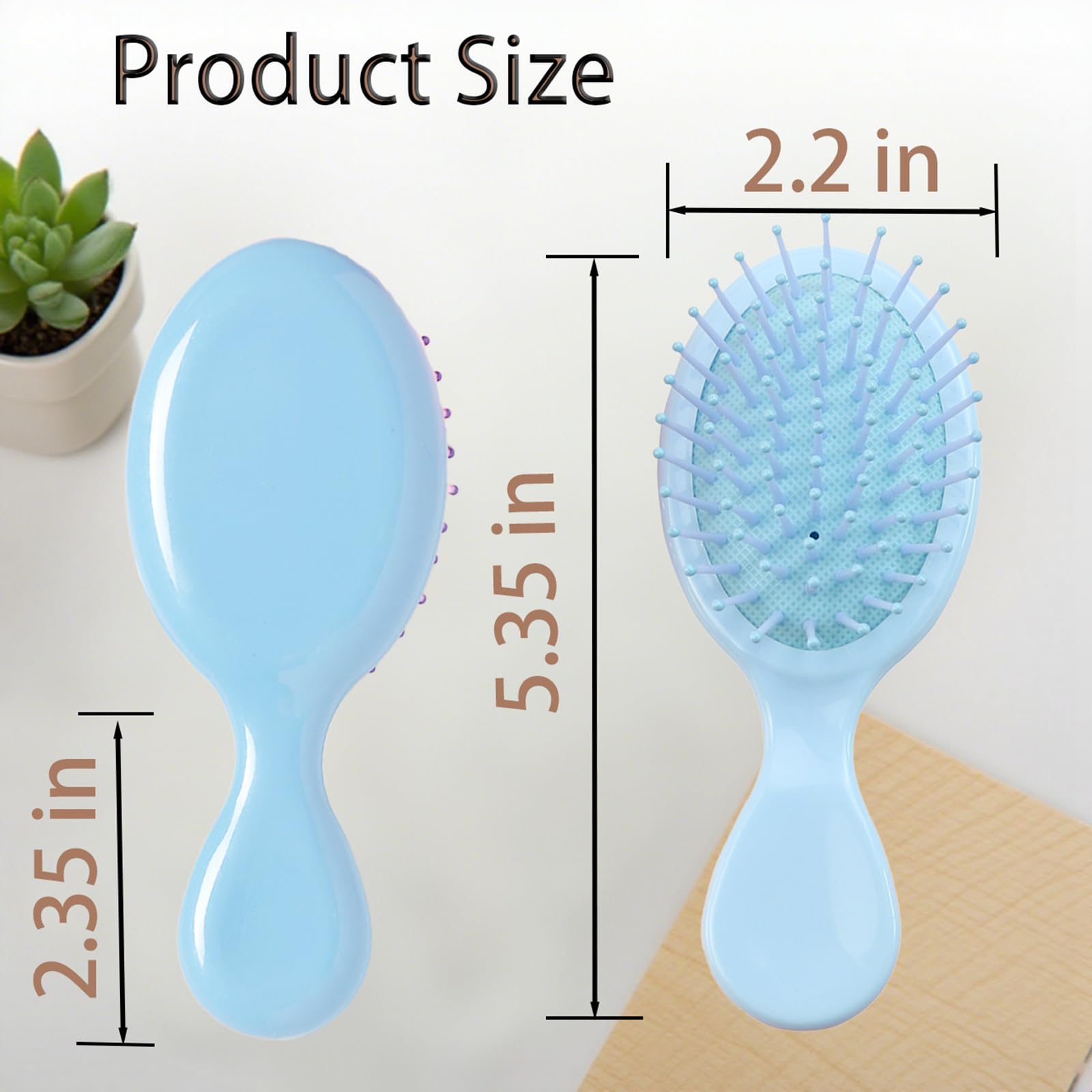 Lot de 6 mini brosses à cheveux, brosses démêlantes de voyage avec boîte d'emballage exquise, mini brosse pour la plupart des types de cheveux, pour demoiselle d'honneur, fête de Noël, remplissage de