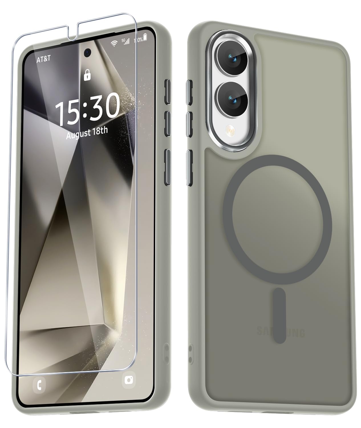 for Samsung Galaxy S25 Edge Case, Matte Magnetic Case, Titanium Gray | Fit for Magsafe, Screen Protector Included, Translucent Frosted Slim Shockproof Protective Phone Cover